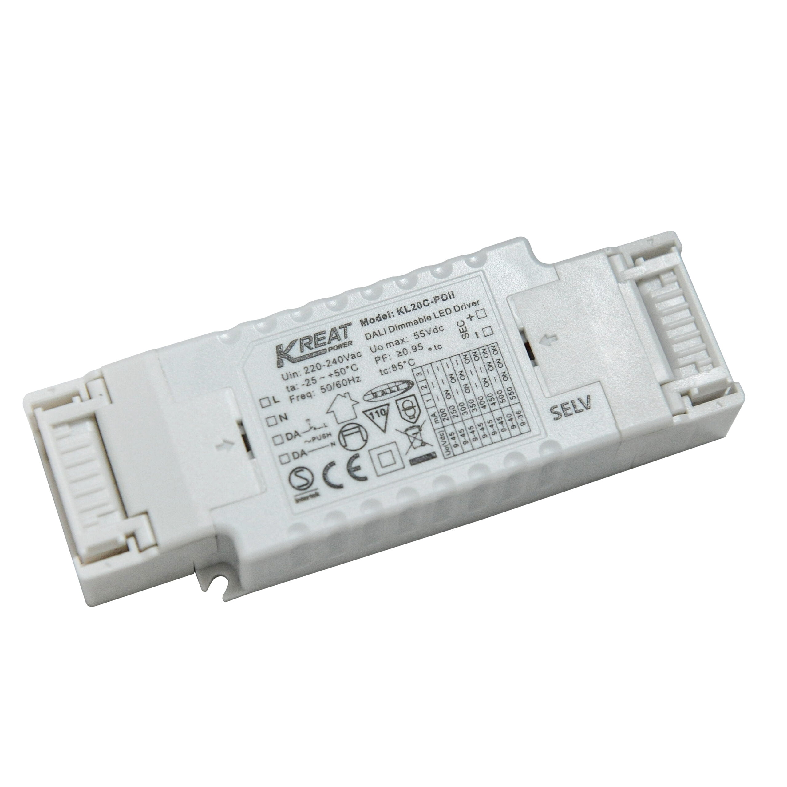 Kreat Power / Merrytek 20W 200-550MA Mini Constant Current Dali Dimmable LED Driver