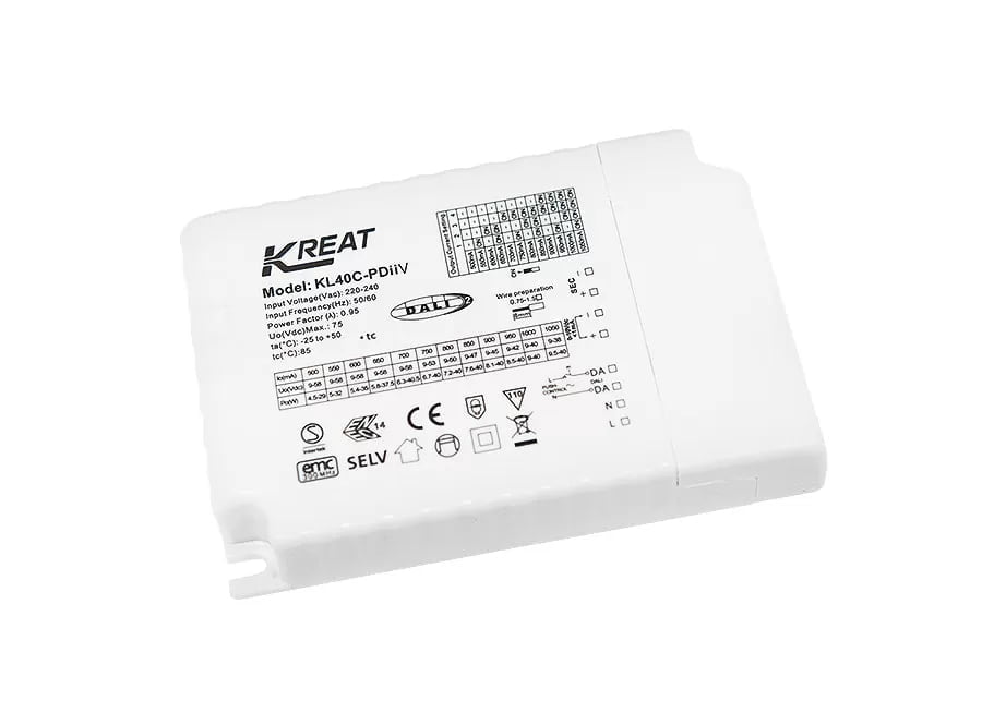 Kreat Power / Merrytek 40W 500-1050MA Constant Current Dali & 0-10V Dimmable LED Driver